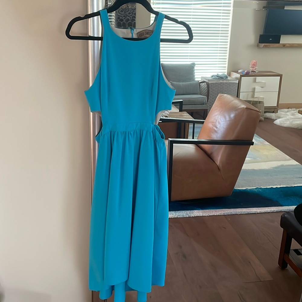 Tiffany blue Karen Zambos Midi dress with side cutout size 2